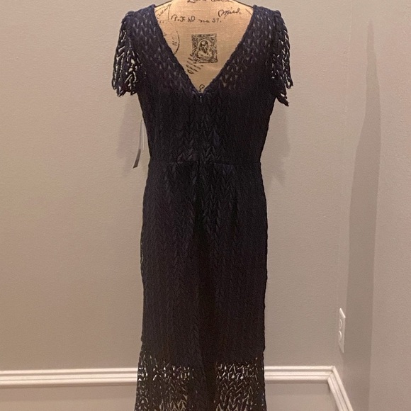 Kay Unger Nordstrom's Tatum Navy Lace Midi Dress 12 NWT - Picture 8 of 11